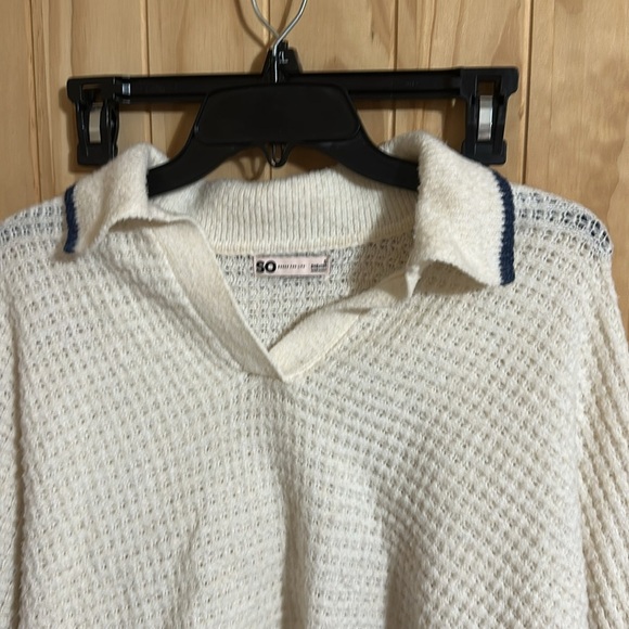 SO Women's White Cropped Sweater - Picture 2 of 5